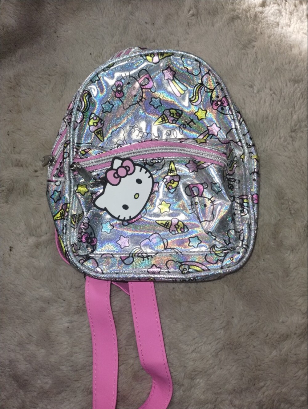 Hello Kitty Holographic Mini Backpack with Pink Straps